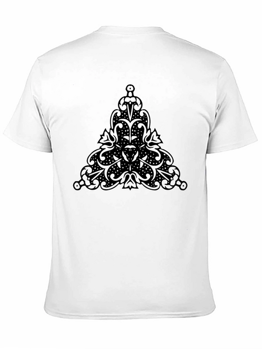 Camiseta Negra con Diseño Triángulo Ornamental