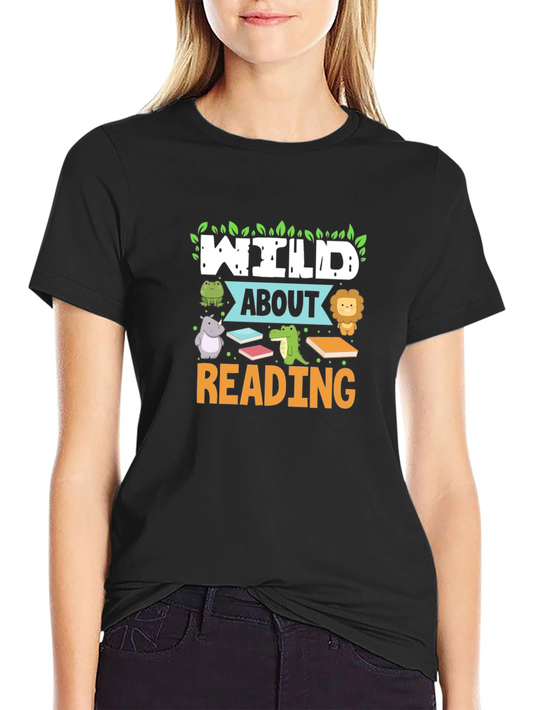Camiseta Negra Wild About Reading
