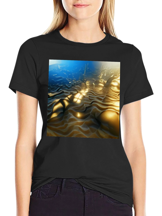 Camiseta Negra con Diseño Abstracto Ondulado