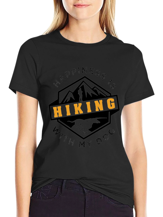 Camiseta Negra Happiness Is Hiking With My Dog