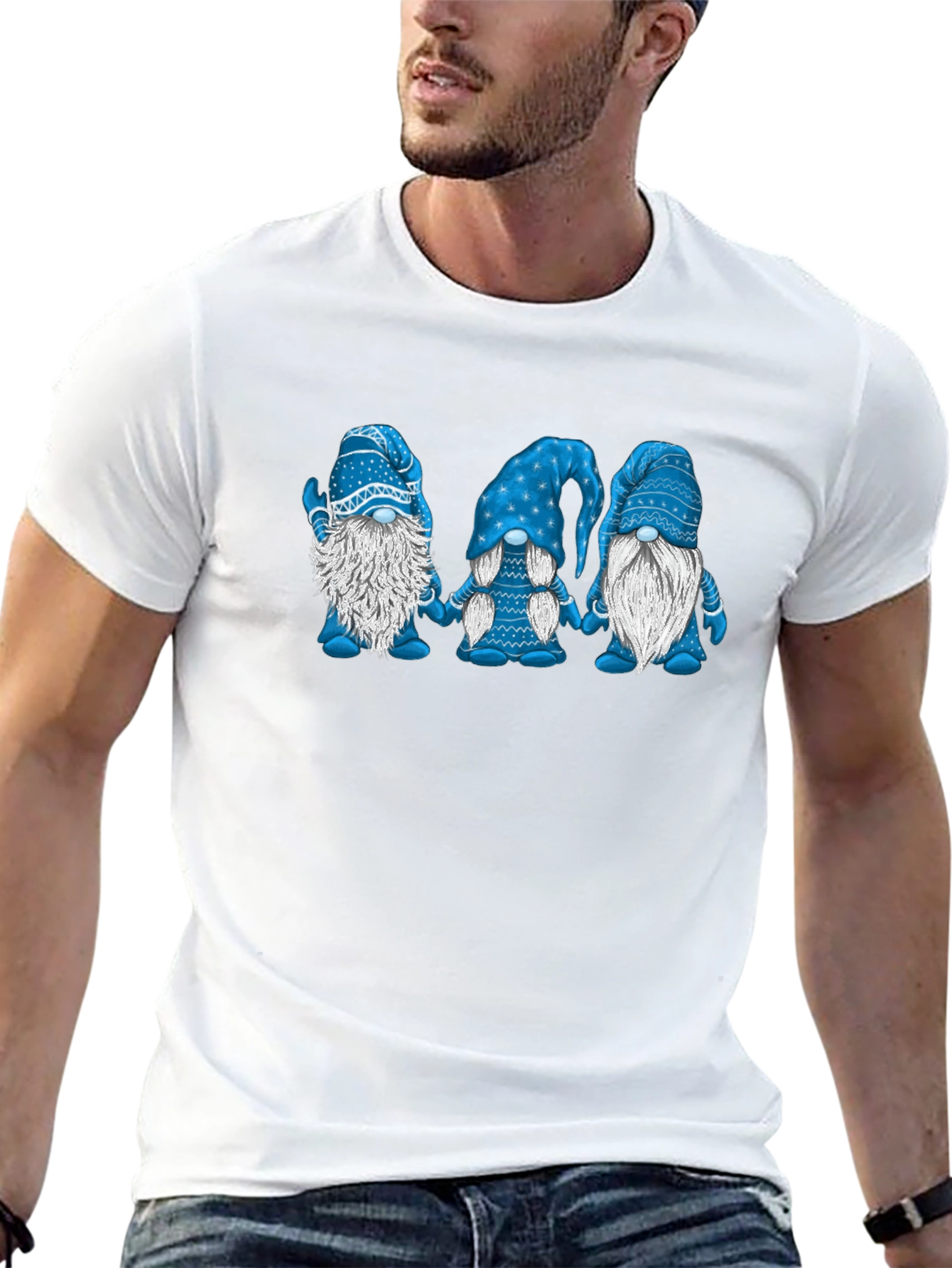 Camiseta Hombre Gnomos Azules Divertida
