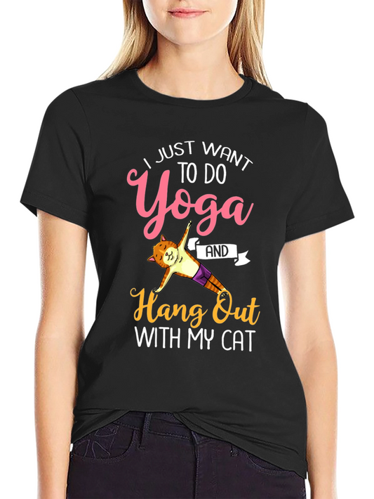 Camiseta Yoga y Gato Divertida