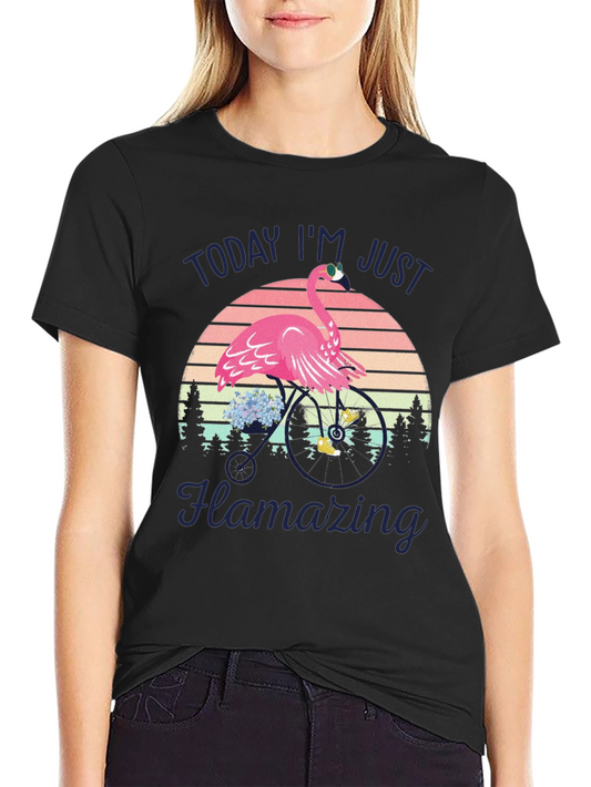Camiseta Negra con Flamenco Ciclista Flamazing