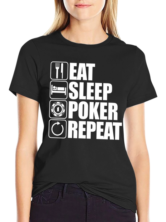 Camiseta Hombre Eat Sleep Poker Repeat - Negra