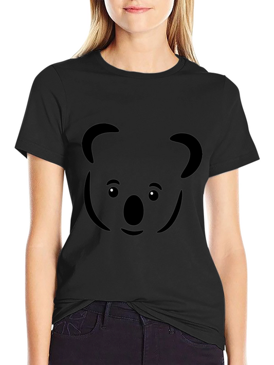 Camiseta Negra con Diseño de Koala Minimalista