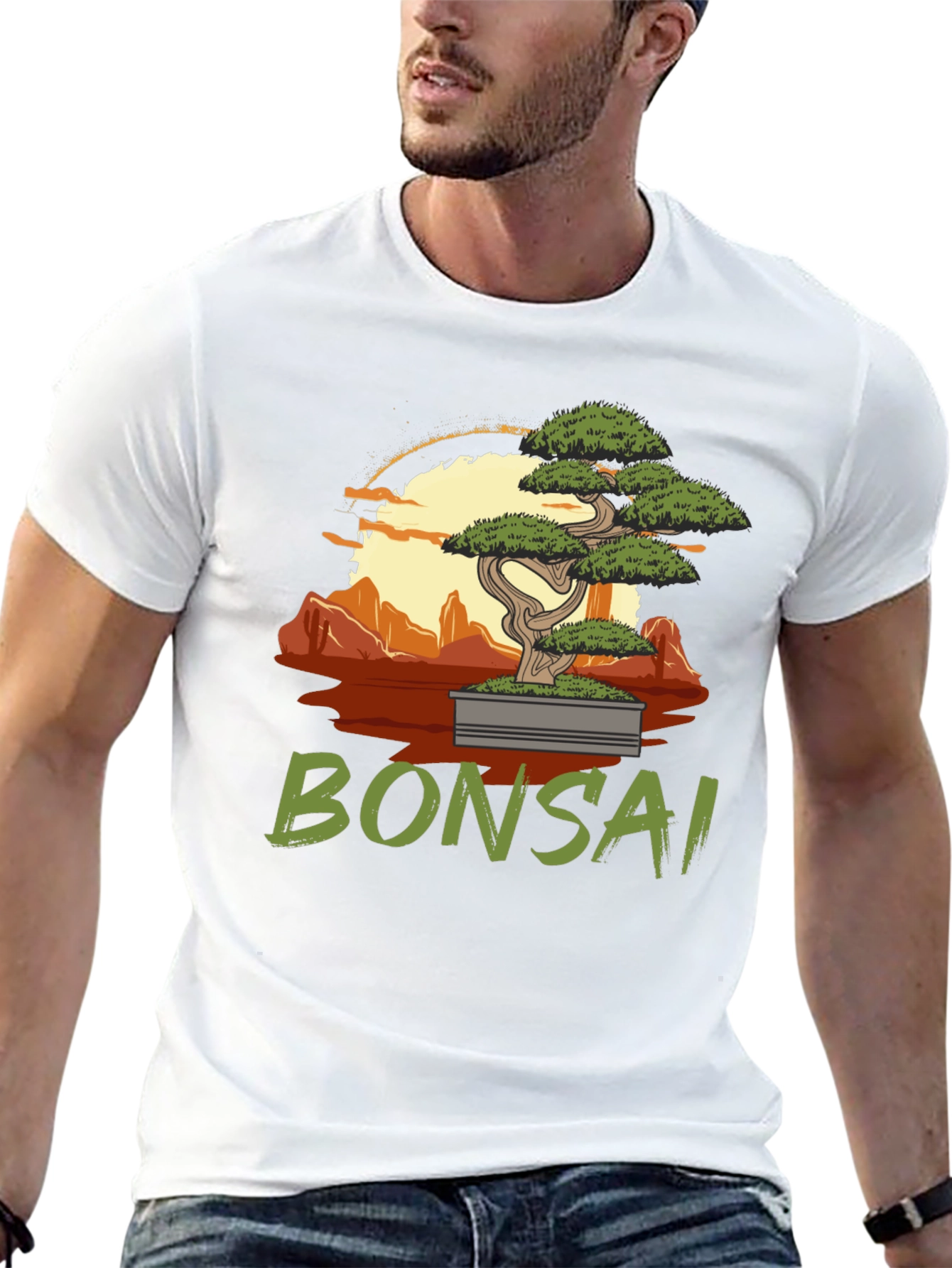 Camiseta Negra con Diseño de Bonsái