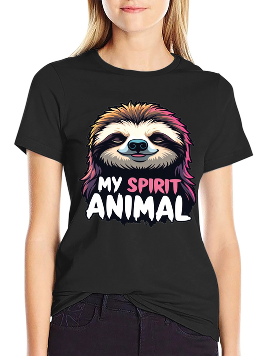 Camiseta Negra con Diseño de Perezoso My Spirit Animal