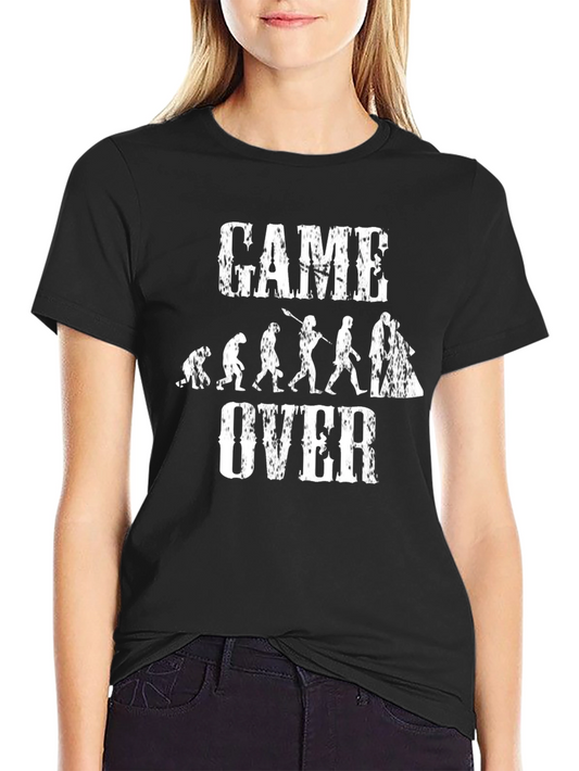 Camiseta Hombre Negra Game Over Evolución Novios