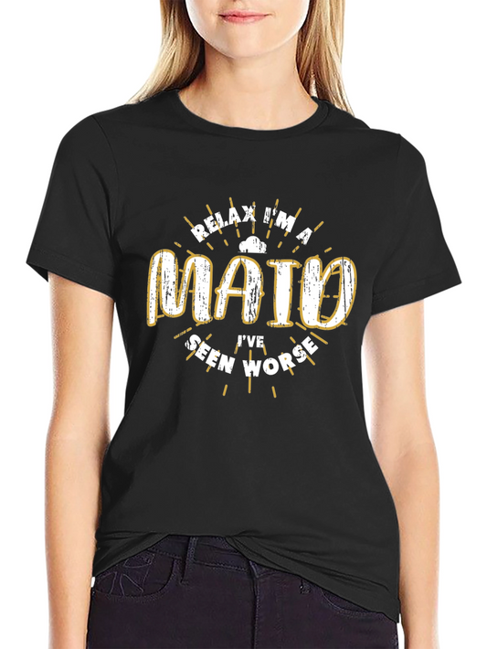 Camiseta Negra con Diseño Relax Im a Maid
