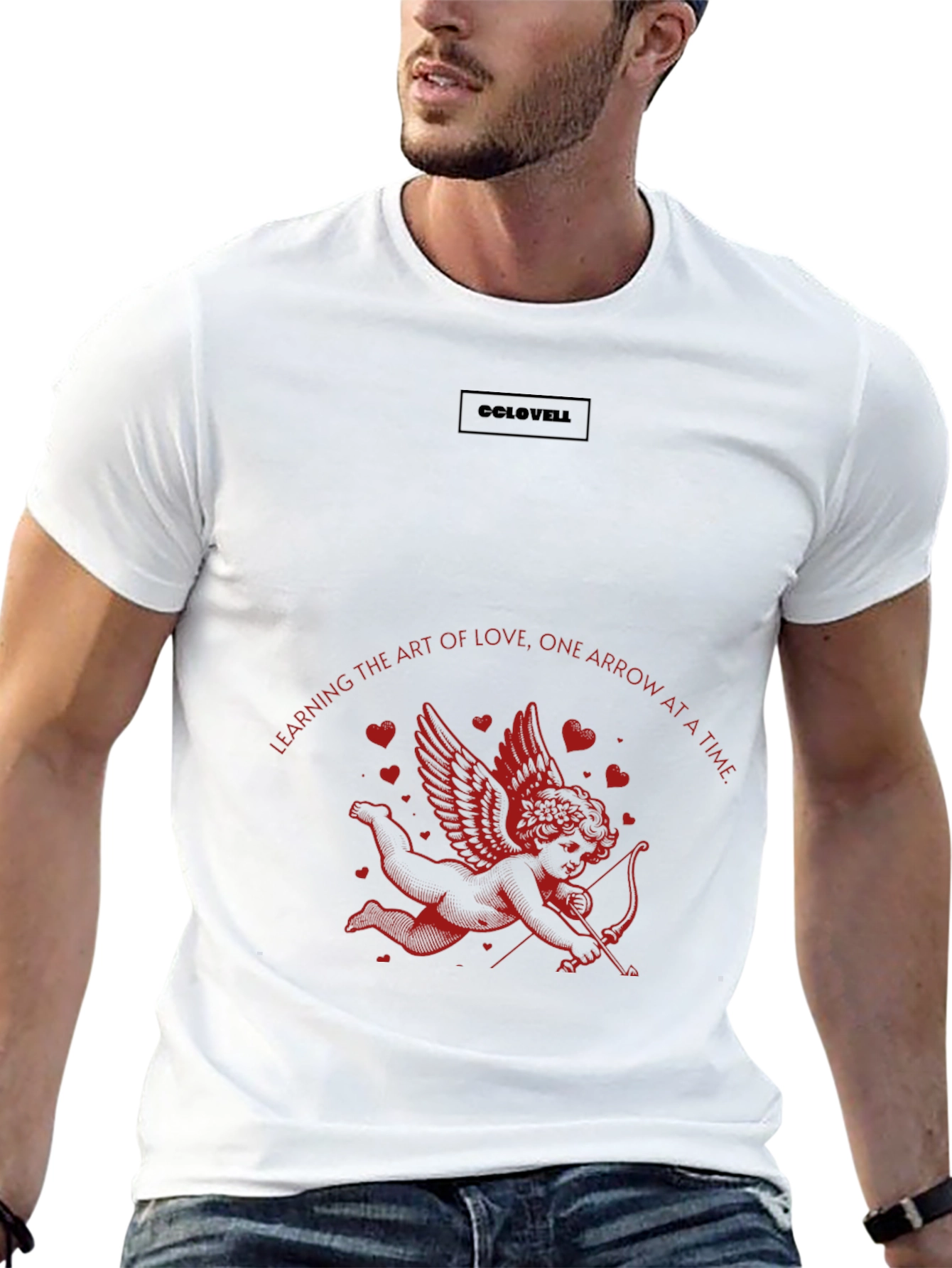 Camiseta Negra Cupido San Valentín