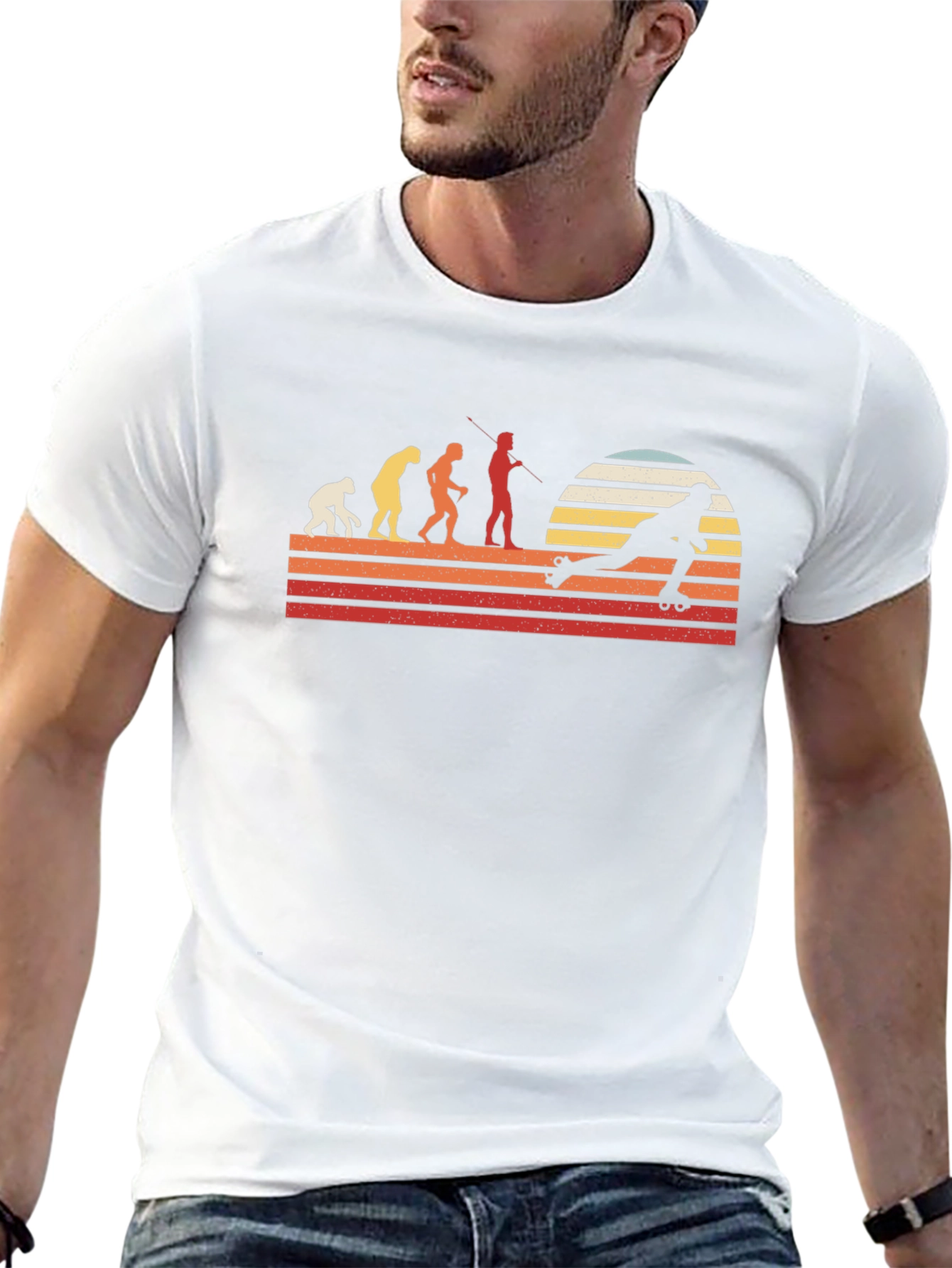 Camiseta Hombre Evolución Patinaje Retro