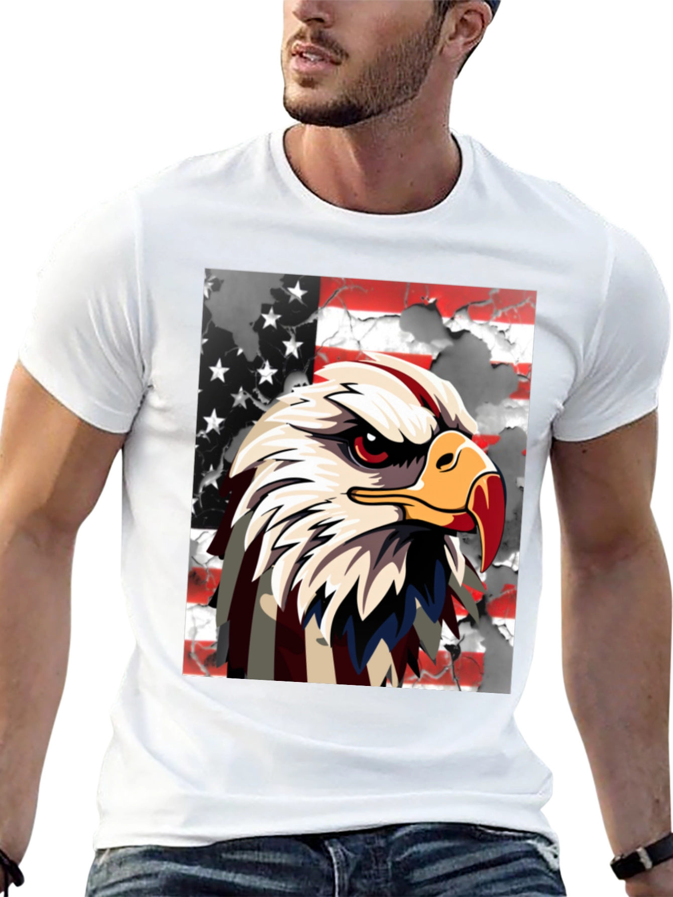 Camiseta Negra con Águila Americana