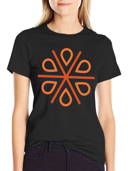 Camiseta Negra Diseño Geométrico Naranja
