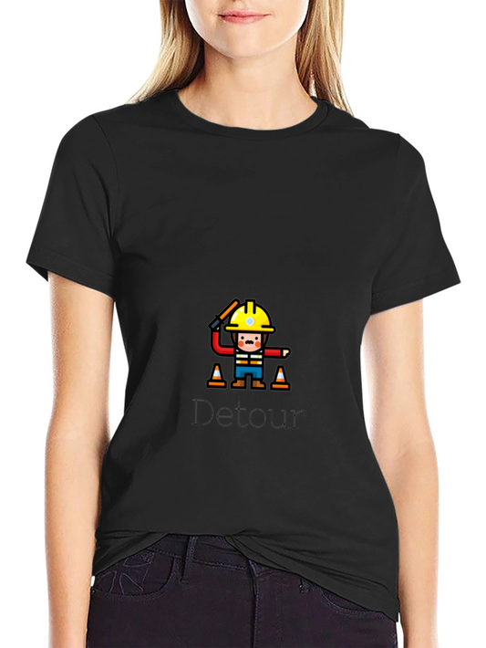Camiseta Negra Detour con Diseño de Construcción