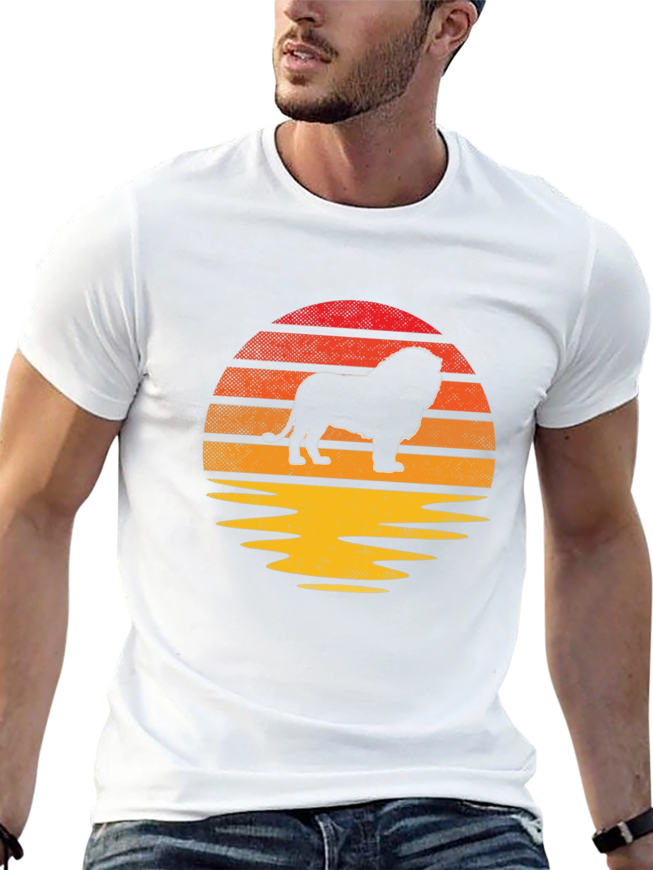 Camiseta Hombre León Sunset Silueta