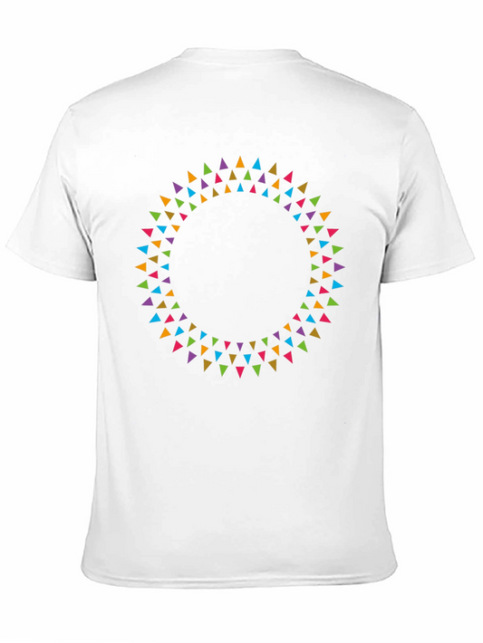 Camiseta Negra con Diseño de Triángulos Coloridos