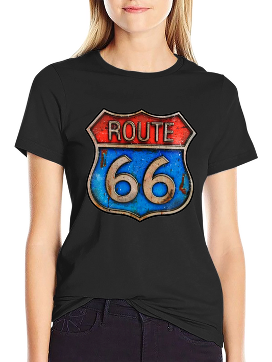 Camiseta Negra Ruta 66 Estilo Vintage
