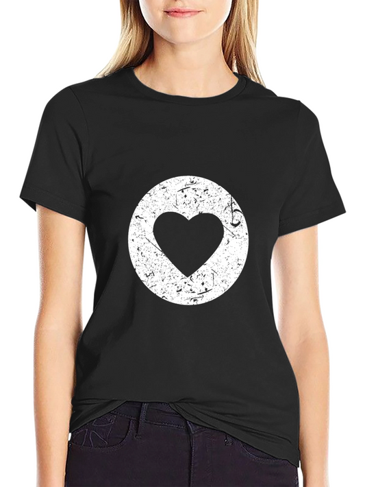 Camiseta Negra con Diseño de Corazón Vintage