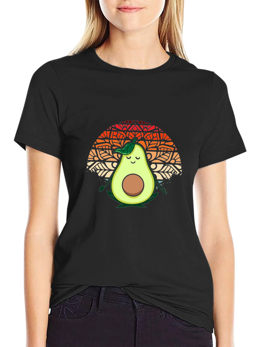 Camiseta Negra con Aguacate Meditando