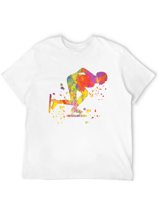 Camiseta Negra Patinador Artística Acuarela