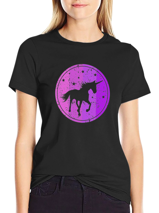 Camiseta Negra con Diseño Unicornio Estrellado