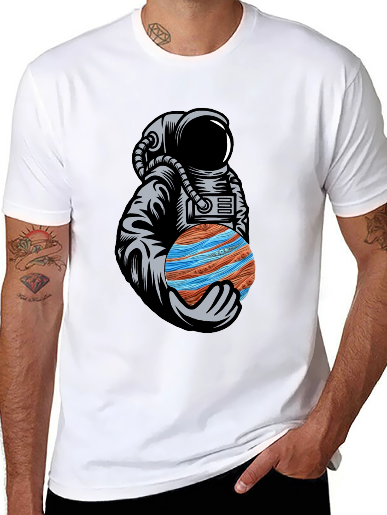 Camiseta Negra Astronauta Planeta Original