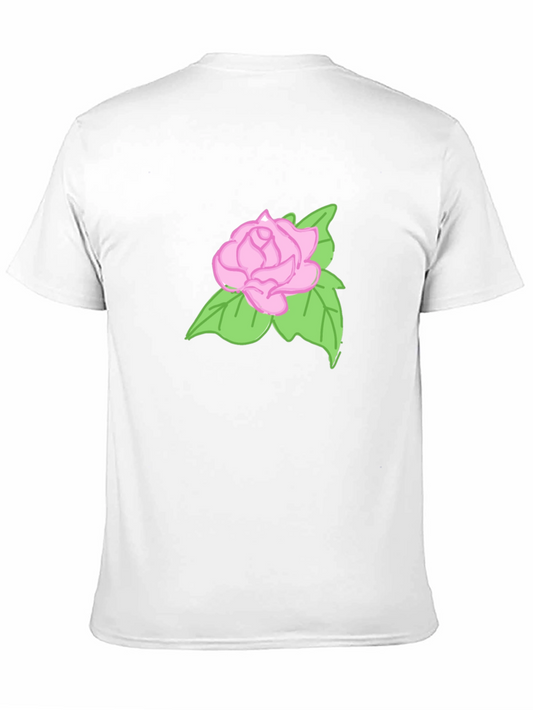 Camiseta Negra Hombre con Diseño de Rosa