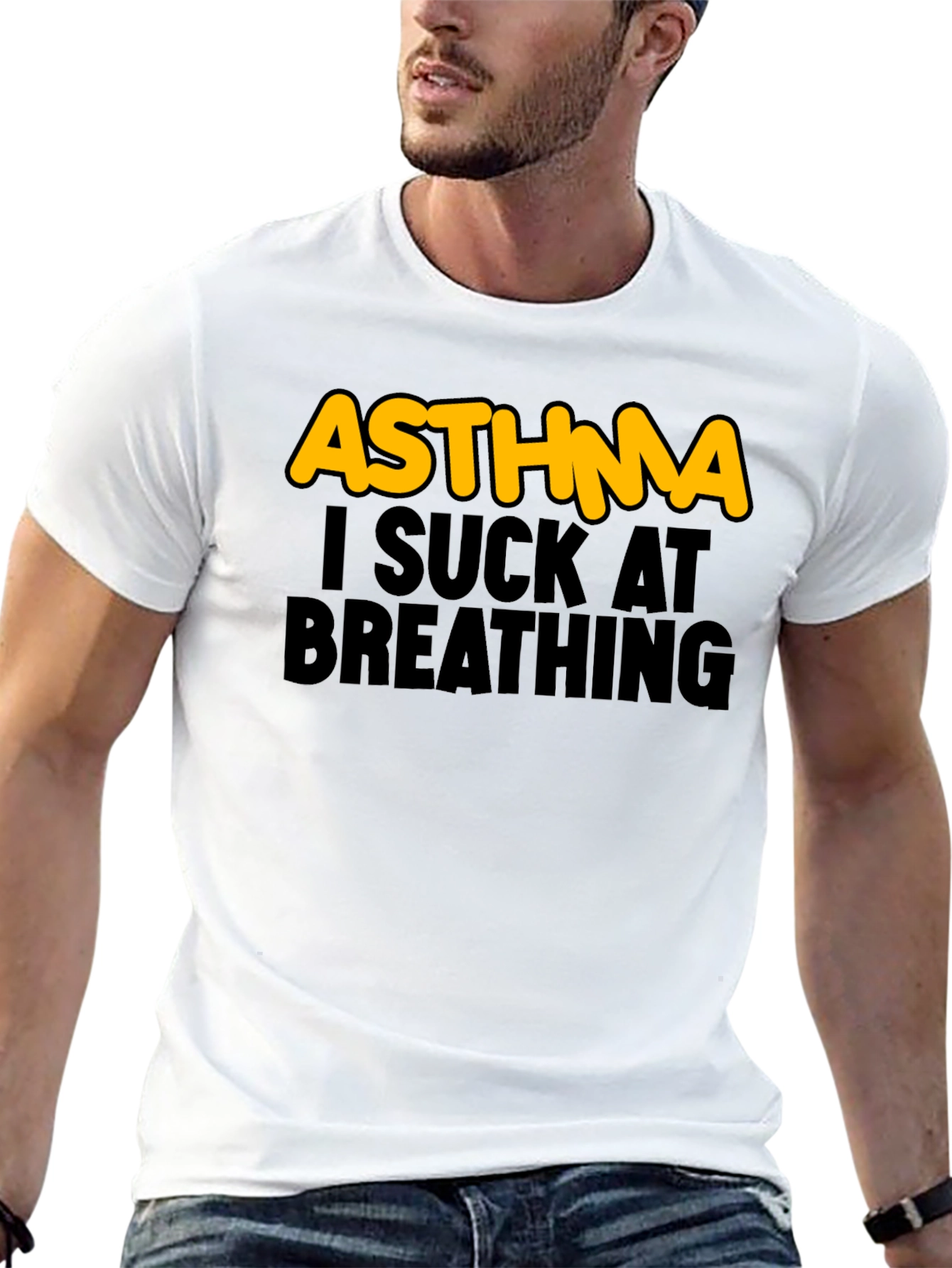 Camiseta Negra Asma - Humor Respiratorio