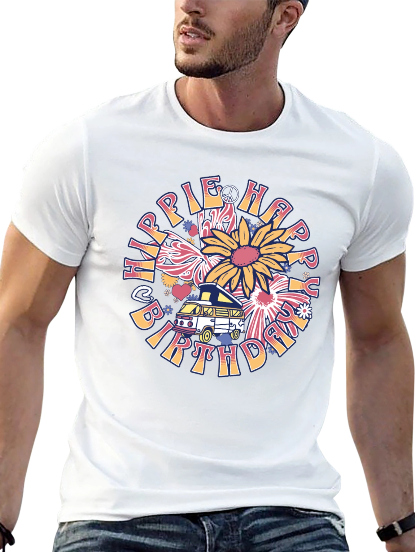 Camiseta Hippie Happy Birthday