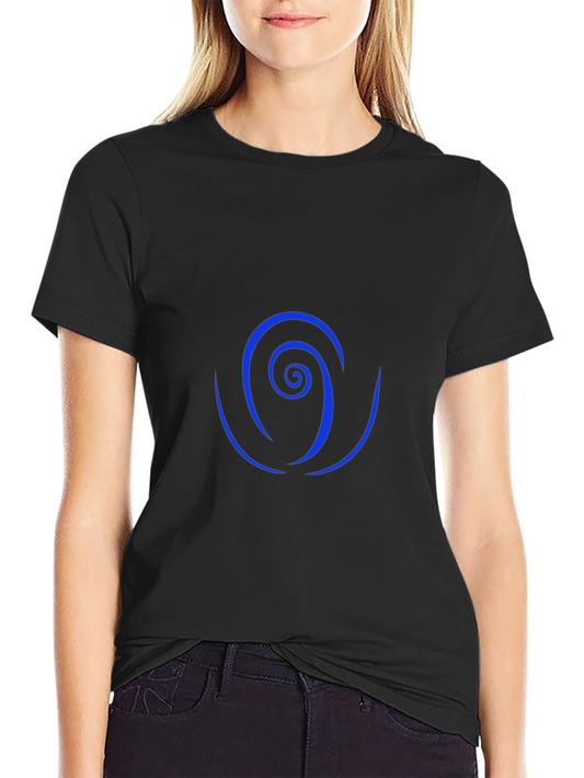 Camiseta Negra con Diseño Espiral Azul