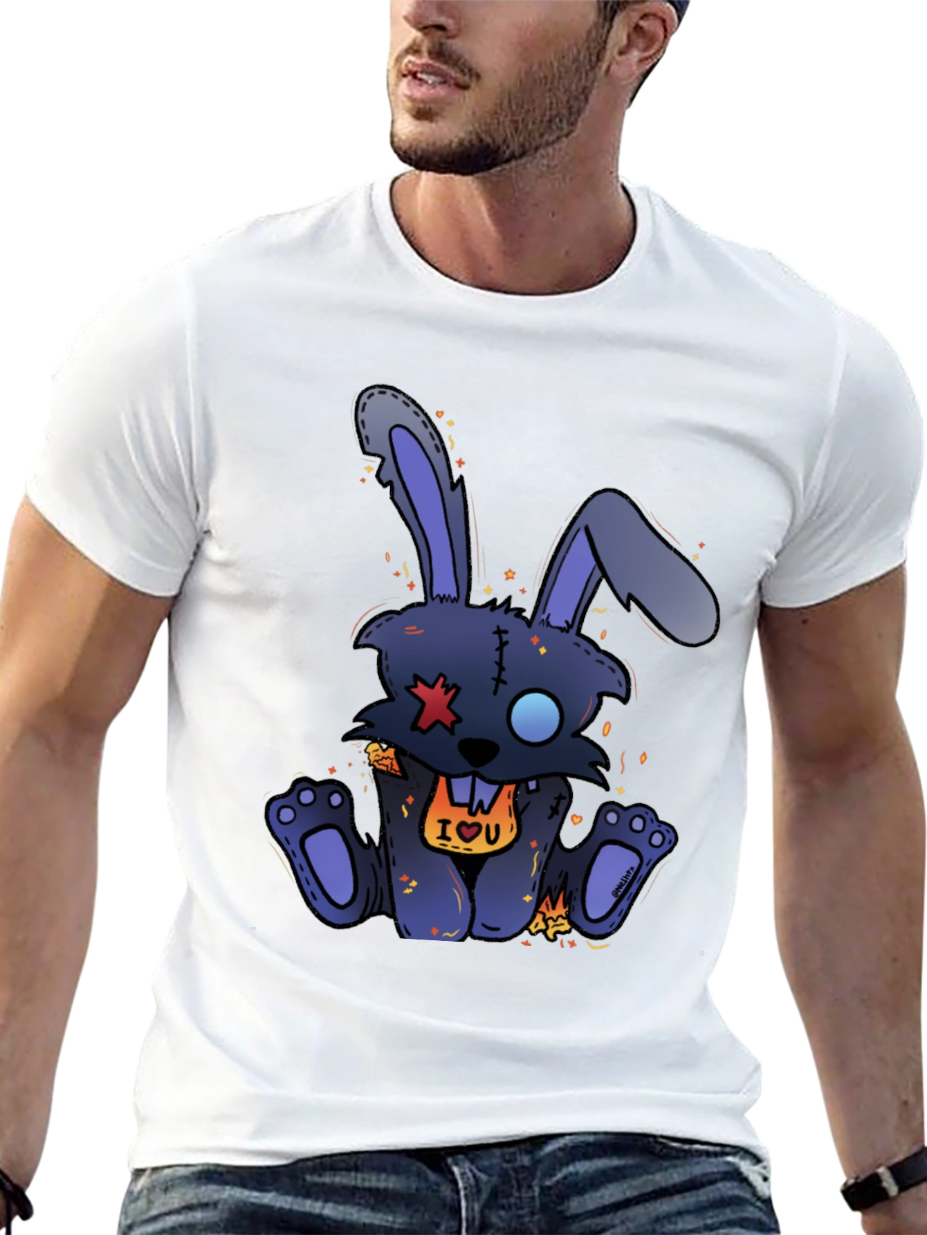 Camiseta Negra Conejo Punk IOU