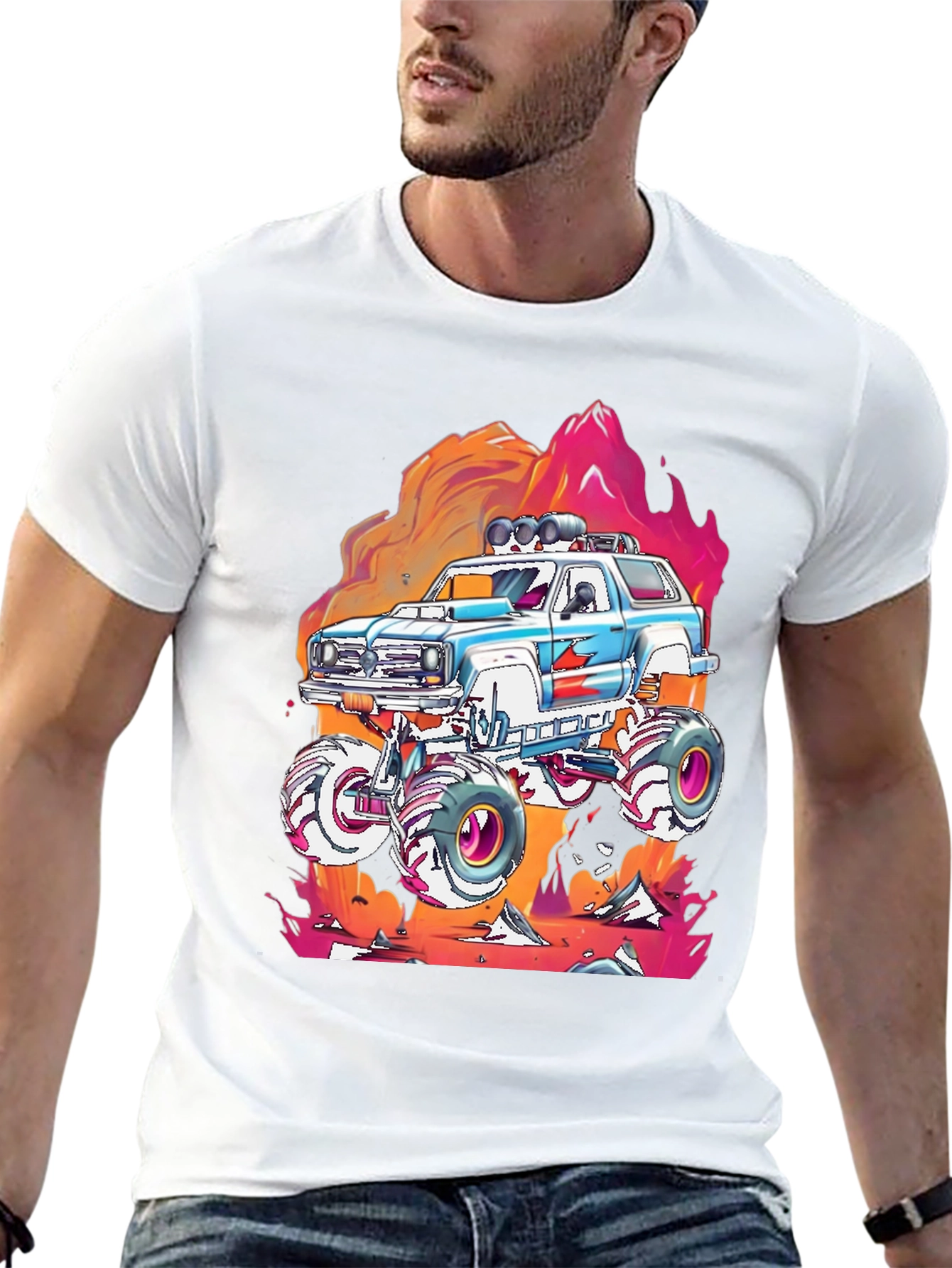 Camiseta Negra con Diseño de Camioneta Monstruo