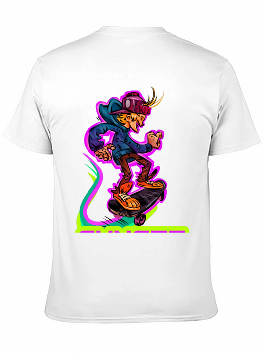 Camiseta Negra con Diseño de Skater Virtual