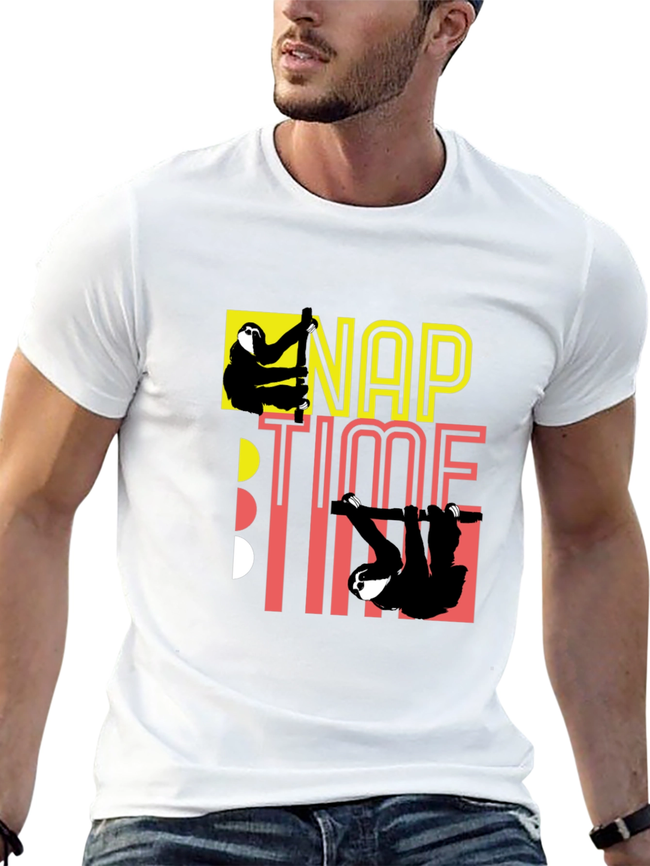 Camiseta Negra Nap Time con Diseño de Perezosos