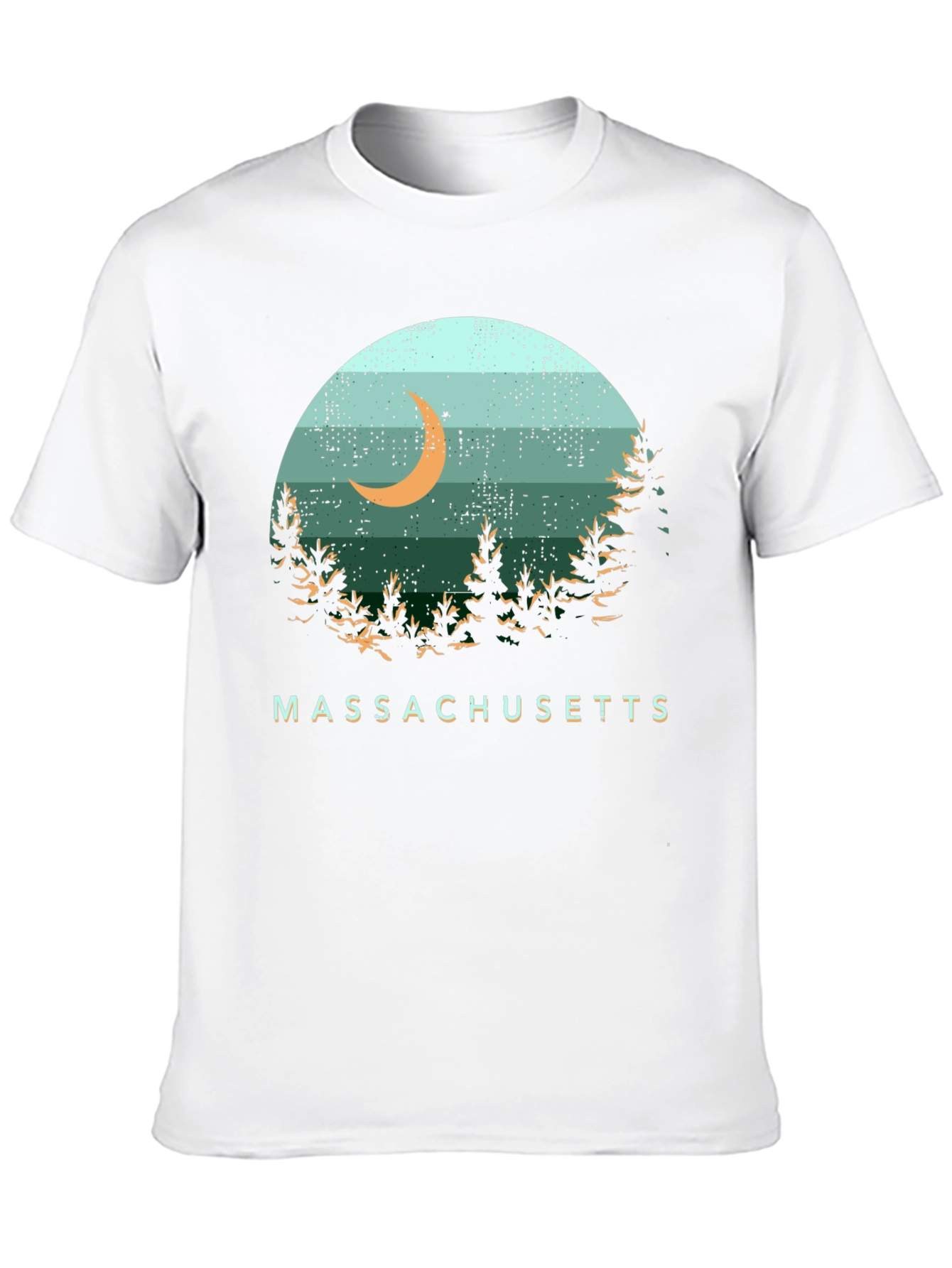 Camiseta Hombre Diseño Massachusetts Luna Bosque