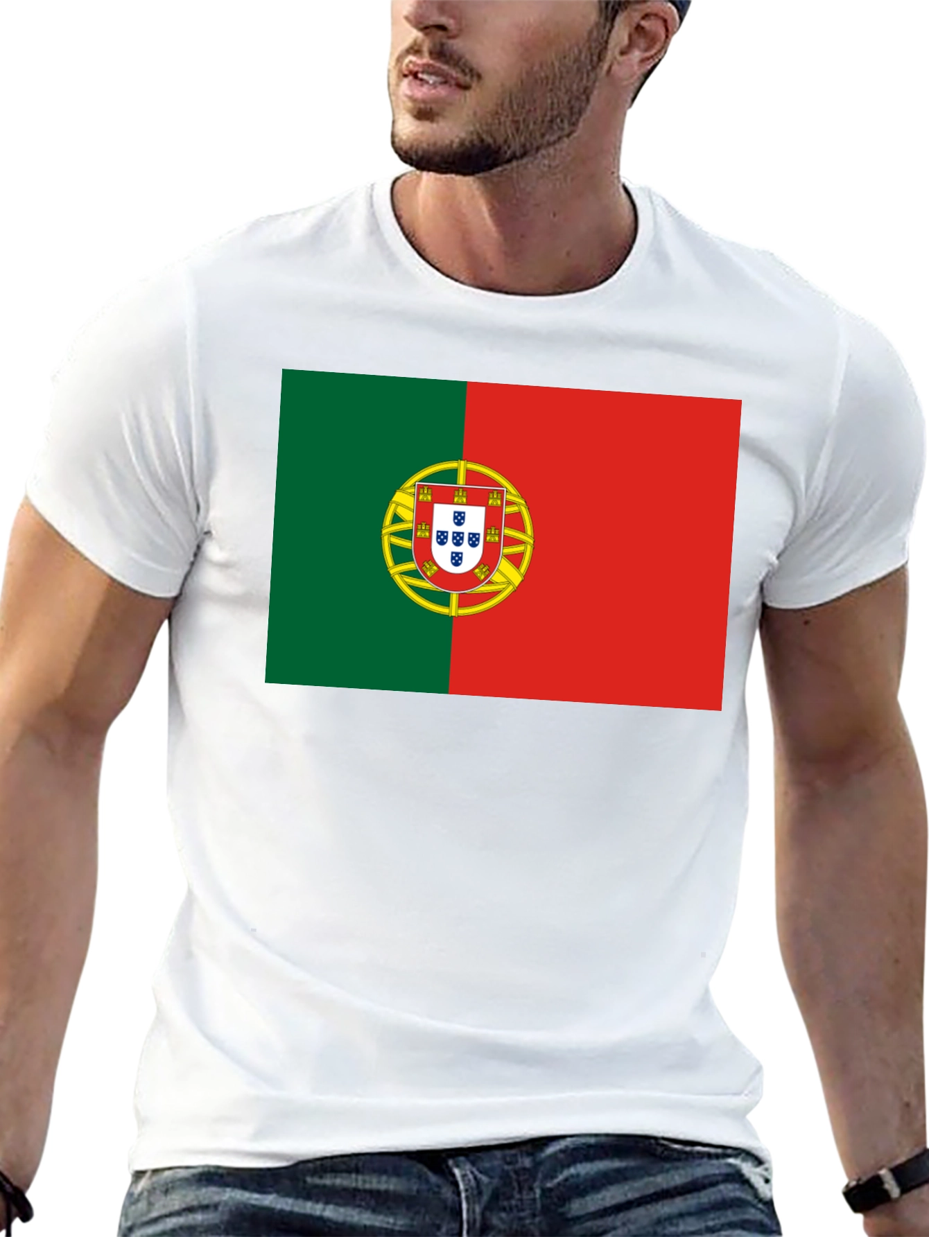 Camiseta Negra con Bandera de Portugal