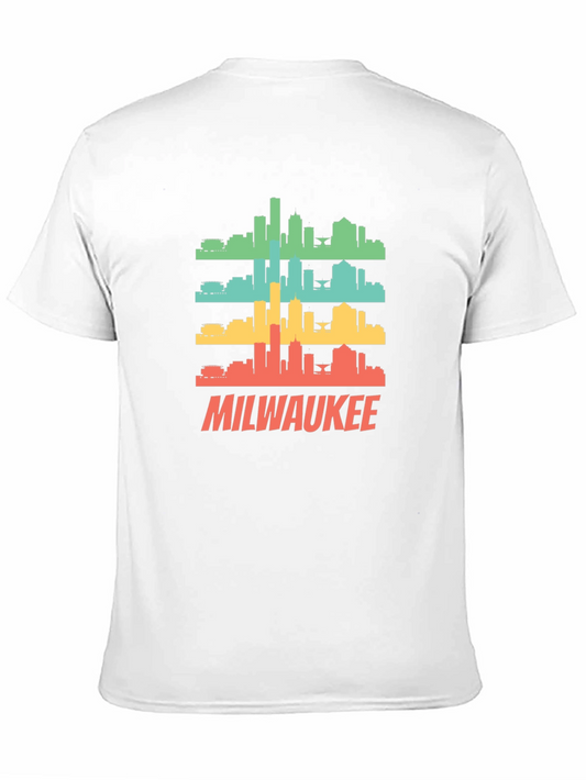 Camiseta Negra Milwaukee Skyline Retro Vintage