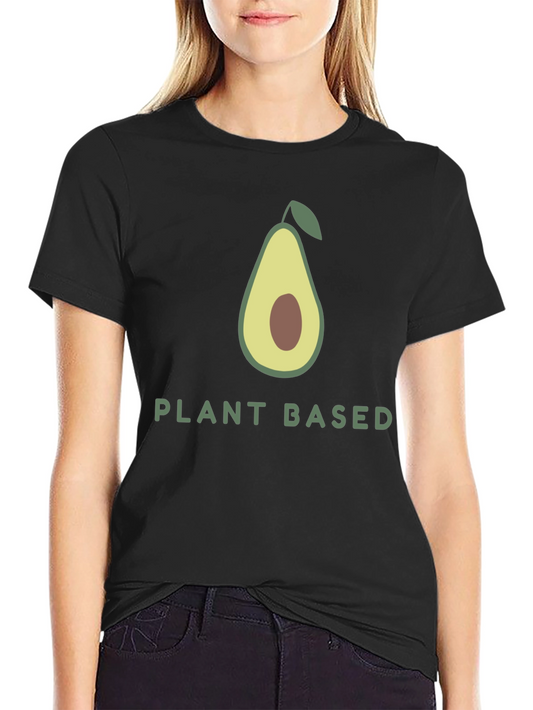 Camiseta Negra Vegana con Diseño de Aguacate