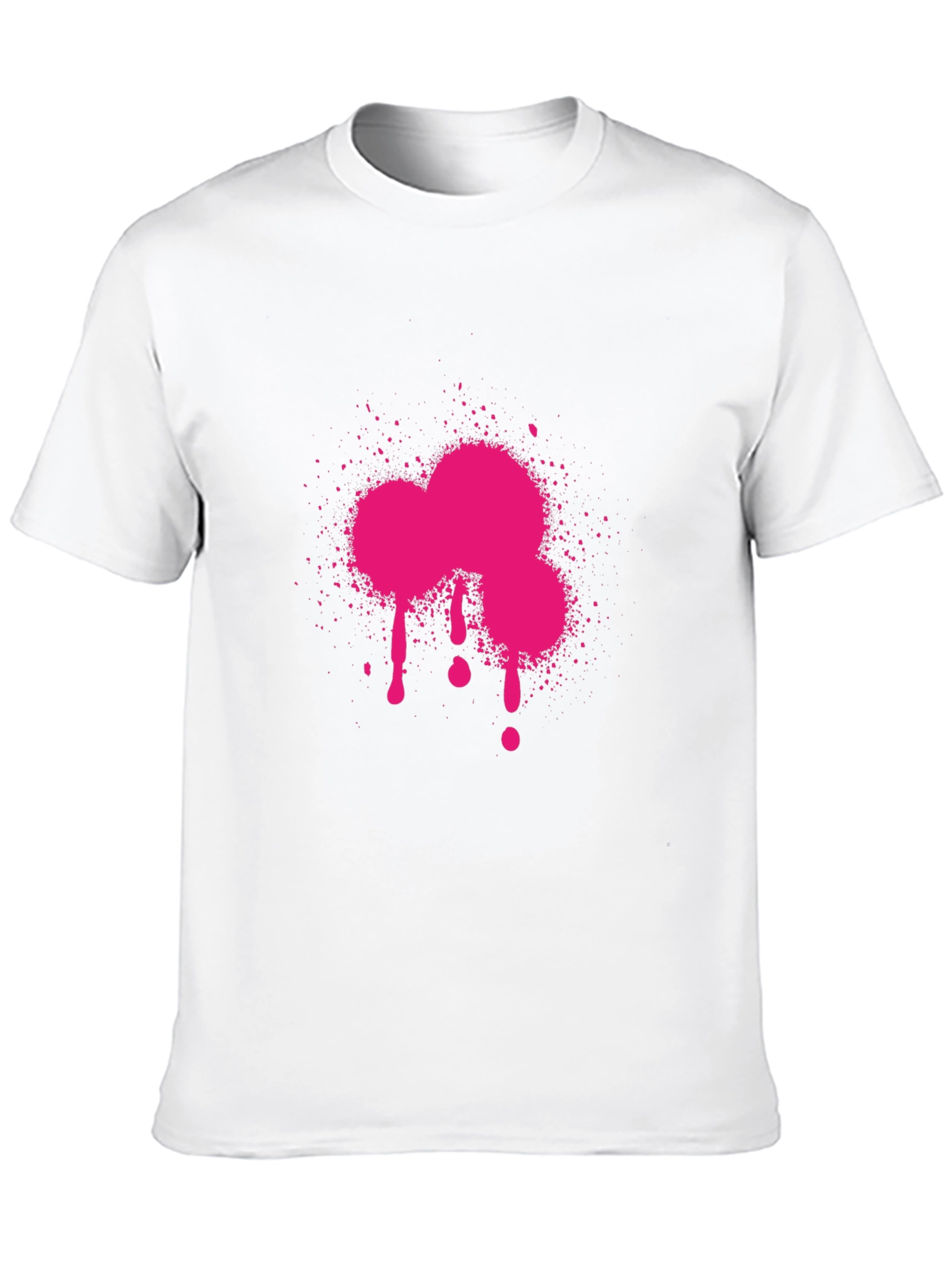 Camiseta Negra con Estampado Fucsia Abstracto