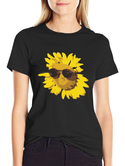 Camiseta Negra con Girasol Cool