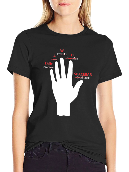 Camiseta Negra Mano WASD para Gamers