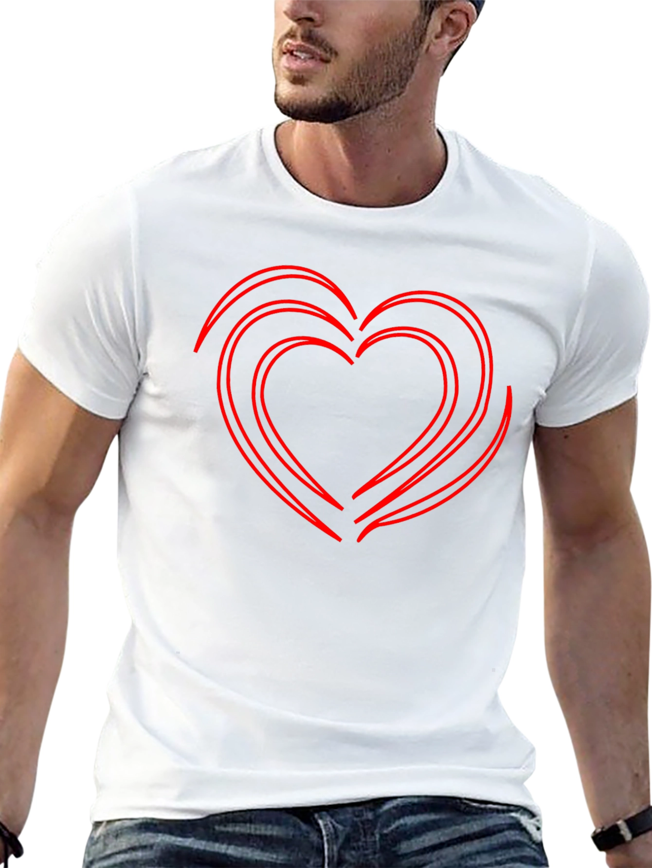 Camiseta Negra Corazón Rojo Contorneado