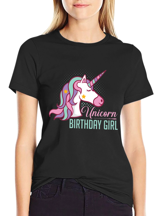 Camiseta Unicornio Cumpleaños Niña Negra