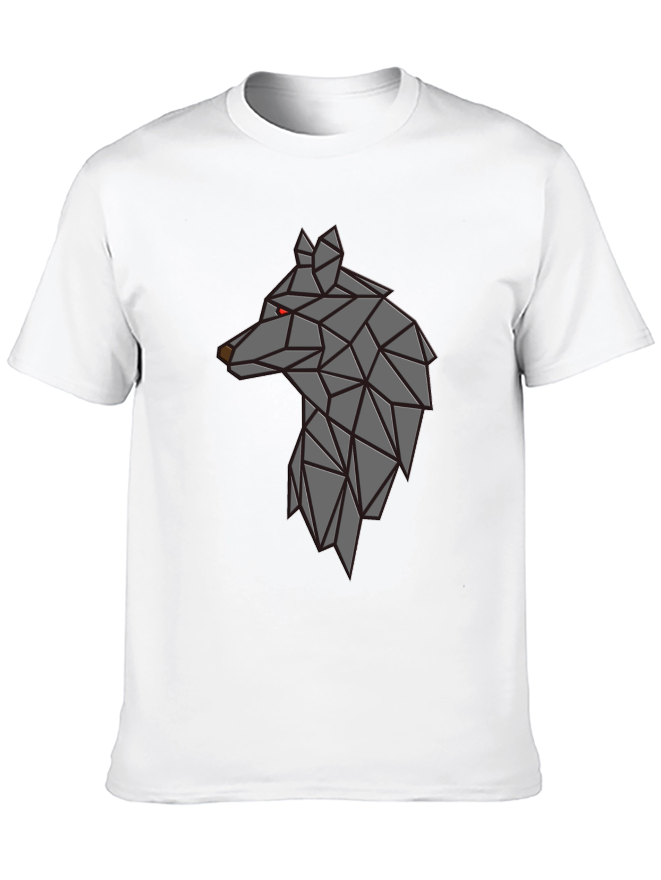 Camiseta Negra Hombre - Diseño Lobo Geométrico