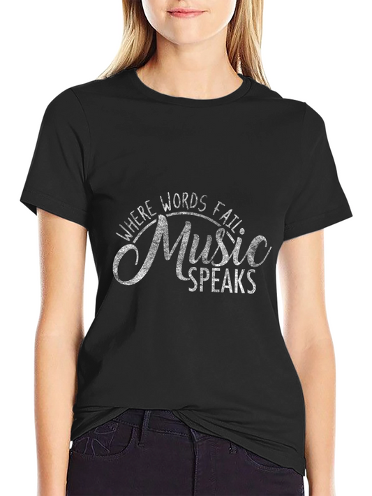 Camiseta Negra Music Speaks para Amantes de la Música