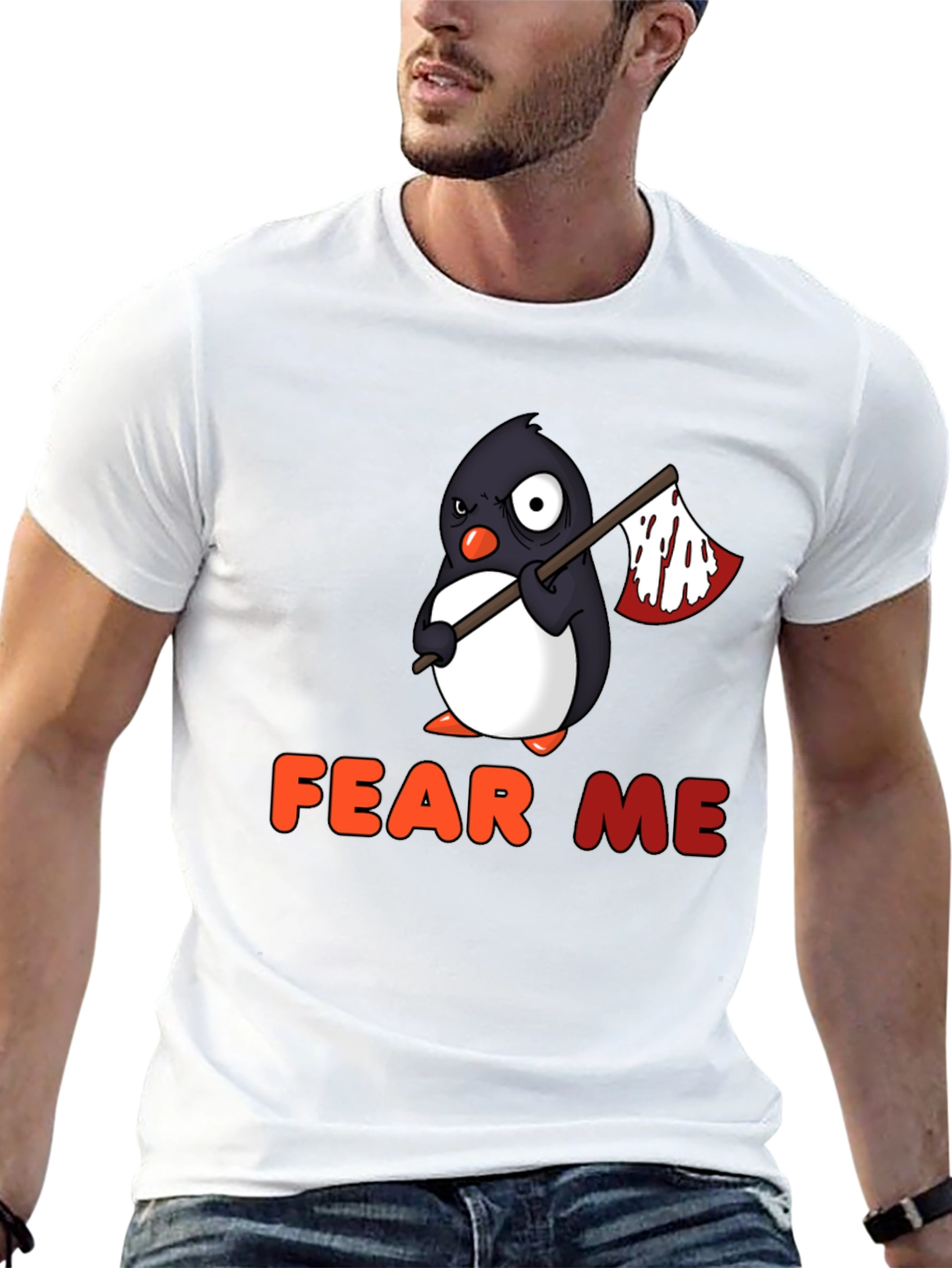 Camiseta Negra con Pingüino Aterrador