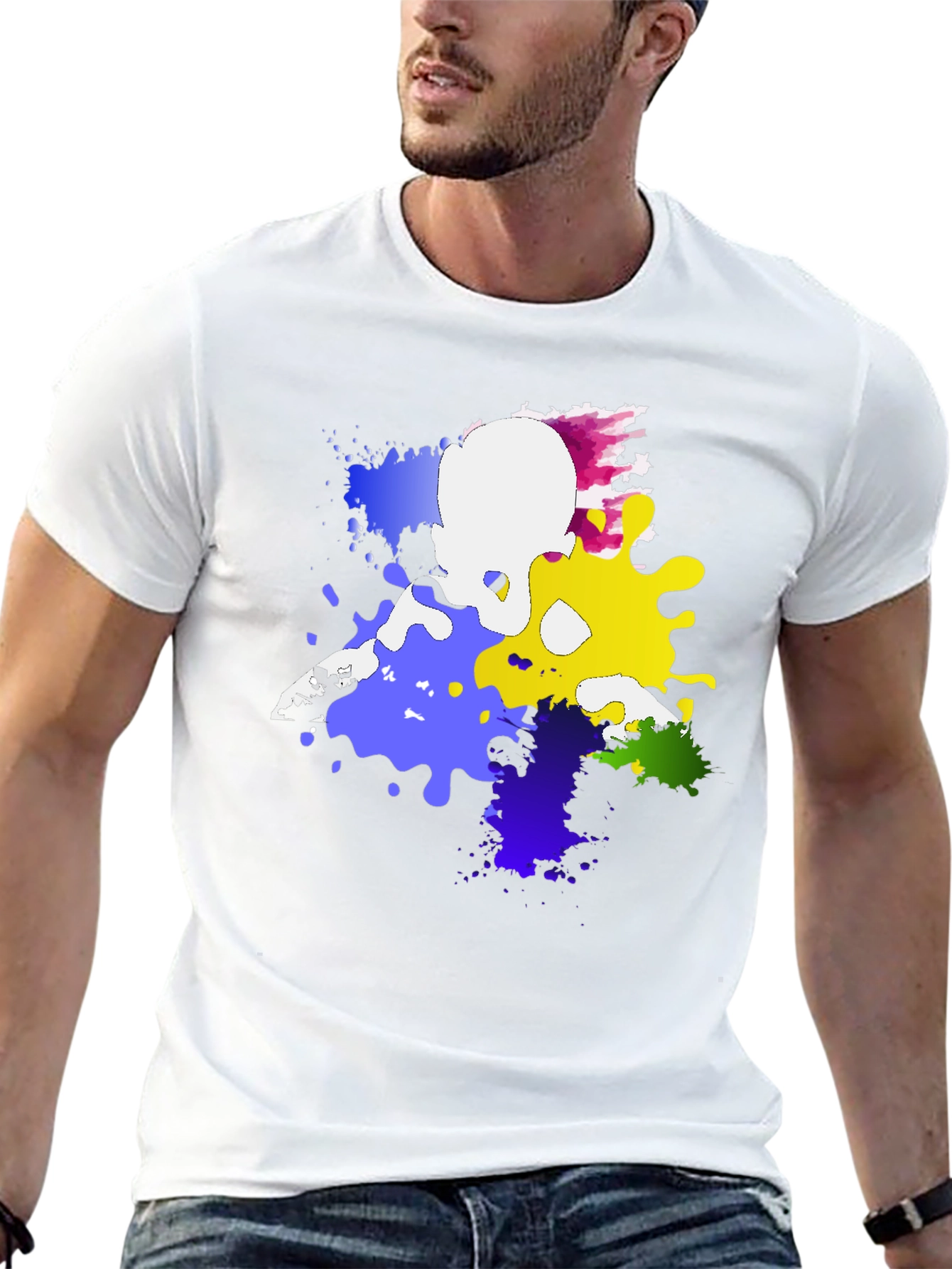 Camiseta Negra Estampada con Figura Abstracta