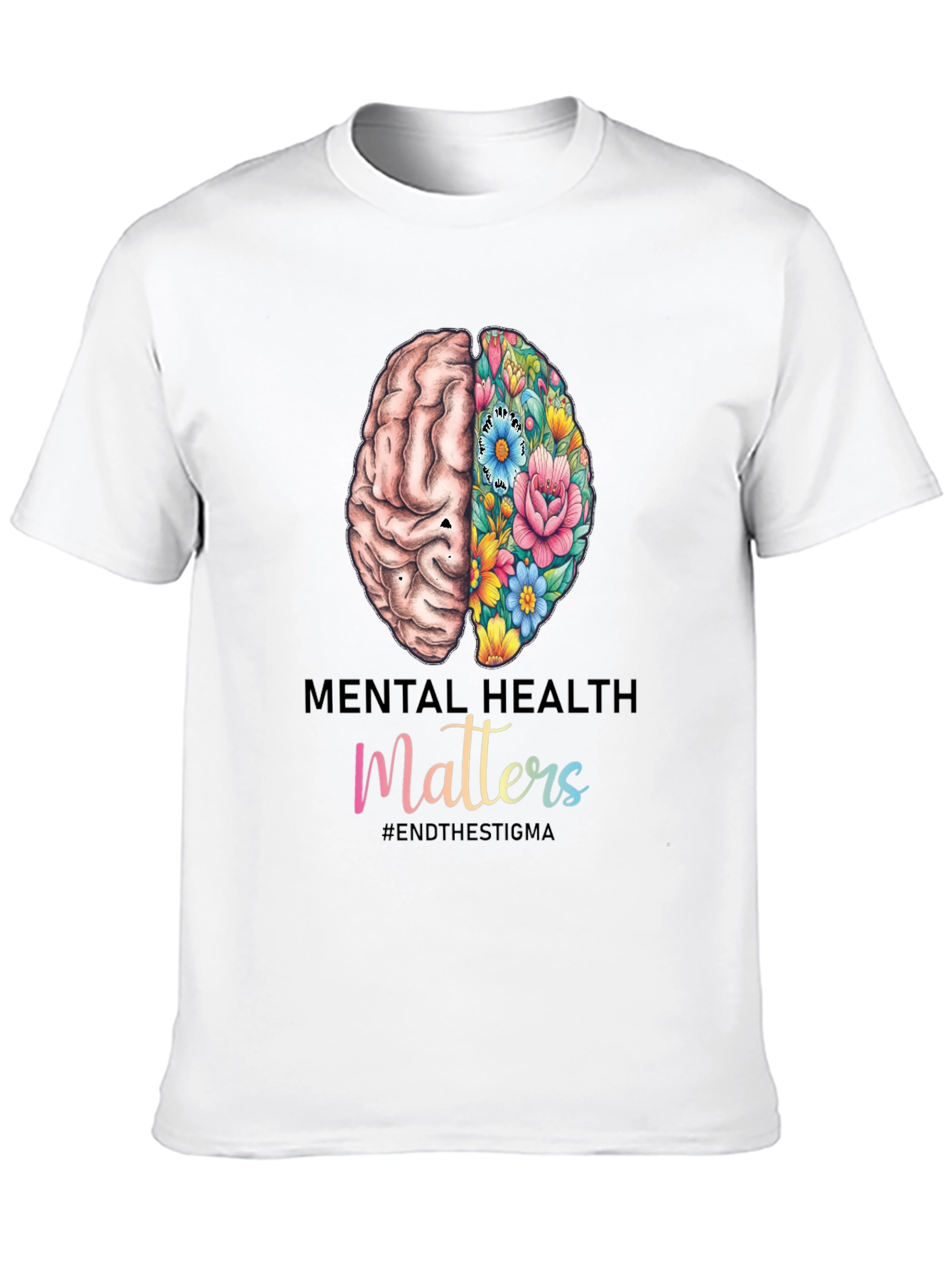 Camiseta Salud Mental con Cerebro Floral