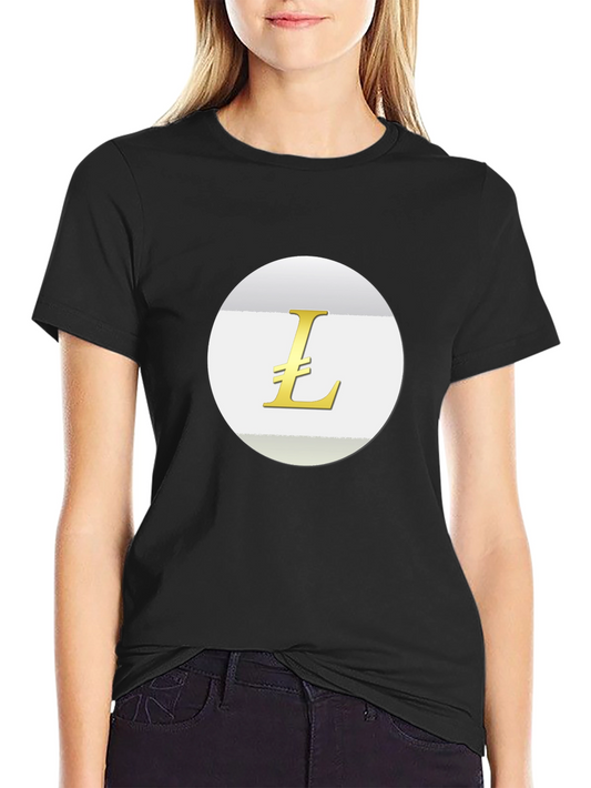 Camiseta Negra con Logo Litecoin Dorado