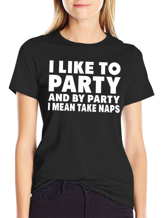 Camiseta Negra: Me gusta la fiesta o más bien las siestas